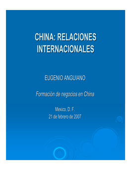 China: Relaciones Internacionales