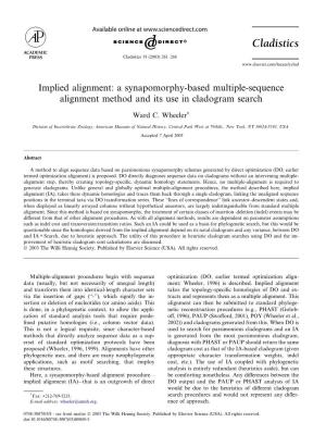 A Synapomorphy-Based Multiple Sequence Alignment Method. Cladistics, 19:261
