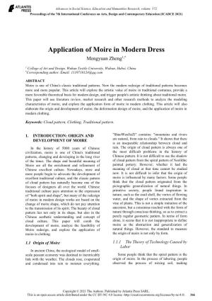 Application of Moire in Modern Dress Mengyuan Zheng1,*