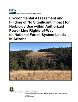 Environmental Assessment and Finding of No Significant Impact for Herbicide Use Within Authorized Power Line Rights-Of-Way on National Forest System Lands in Arizona