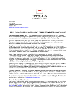 Tony Finau, Rickie Fowler Commit to 2021 Travelers Championship