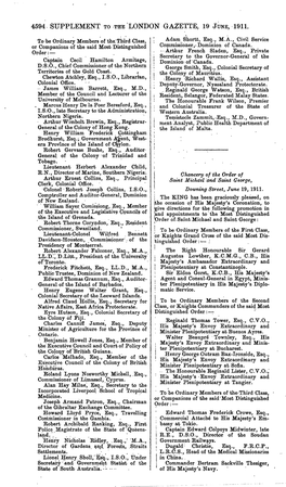 4594 Supplement to The'london Gazette, 19 June, 1911