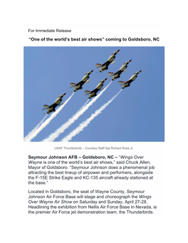 “One of the World's Best Air Shows” Coming to Goldsboro, NC Seymour