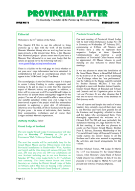 Provincial Patter the Quarterly Newsletter of the Province of Ross and Cromarty Issue No 74 February 2013