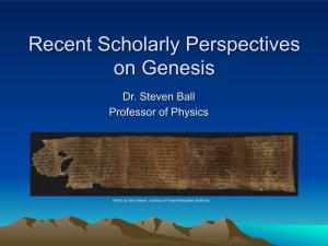 Recent Scholarly Perspectives on Genesis