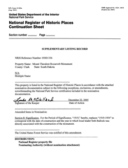 National Register of Historic Places Continuation Sheet