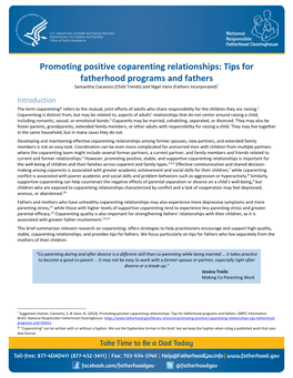 Promoting Positive Coparenting Relationships: Tips for Fatherhood