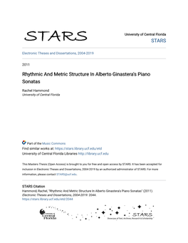 Rhythmic and Metric Structure in Alberto Ginastera's Piano Sonatas