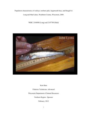 Population Characteristics of Walleye, Northern Pike, Largemouth Bass, and Bluegill In