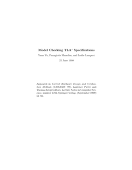 Model Checking TLA+ Specifications