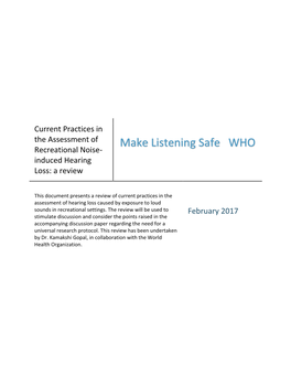 Current Practices in the Assessment of Recreational Noise-Induced Hearing Loss: a Review