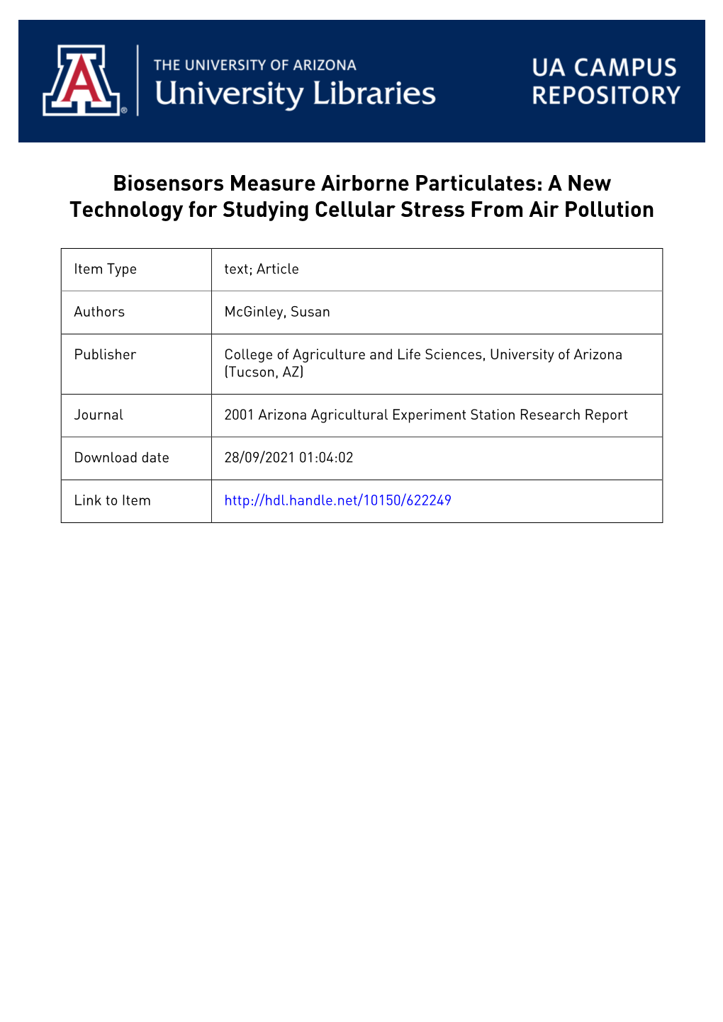 Iosensors Measure Airborne Particulates: a New Technology for Studying Cellular Stress from Air Pollution