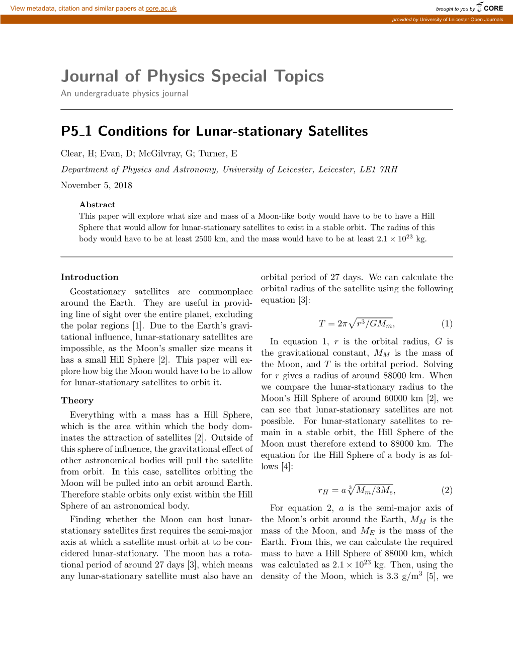 Journal of Physics Special Topics an Undergraduate Physics Journal