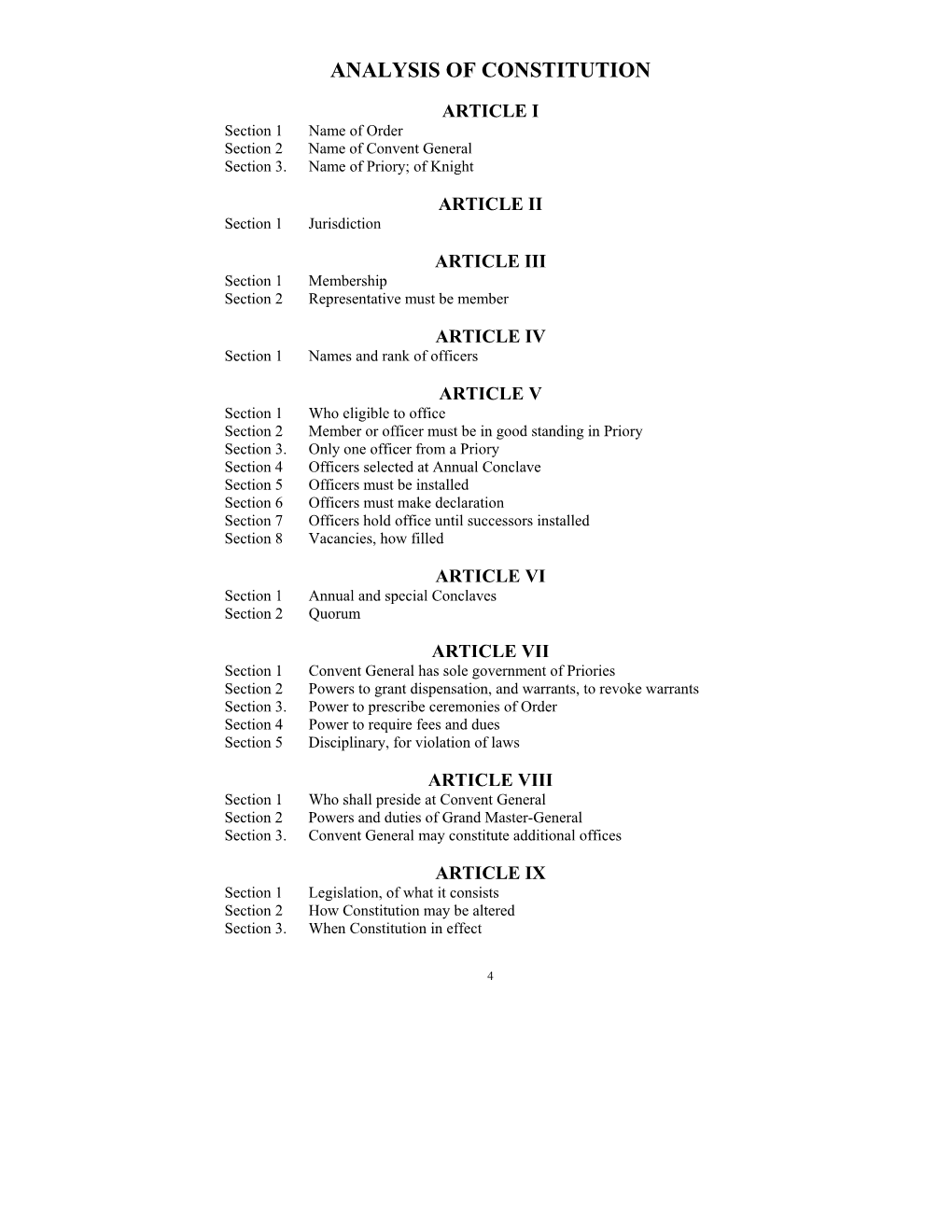 Analysis of Constitution