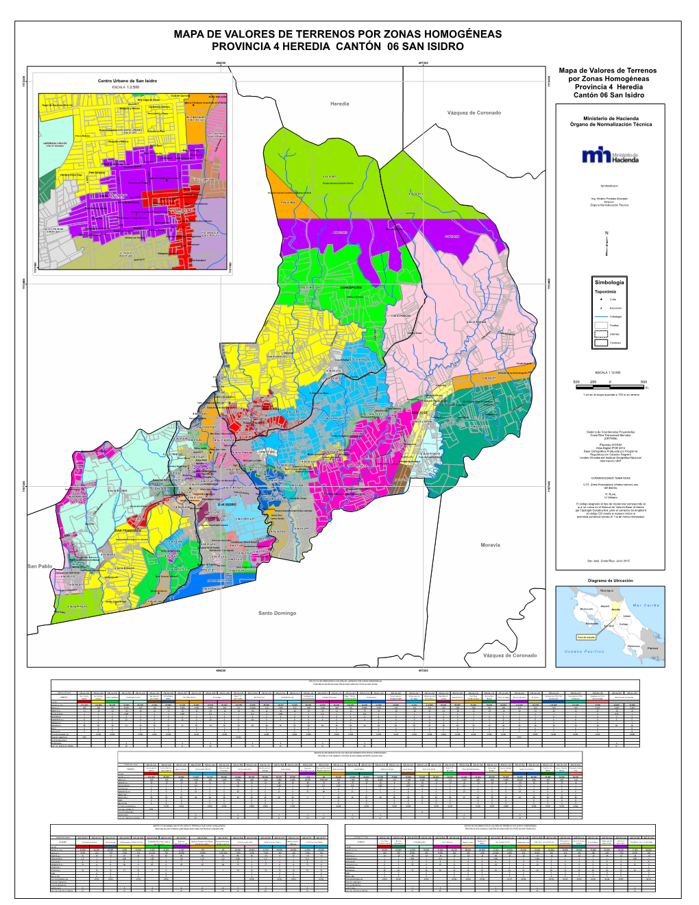 Mapa De Valores De Terrenos Por Zonas Homogéneas Provincia 4 Heredia Cantón 06 San Isidro