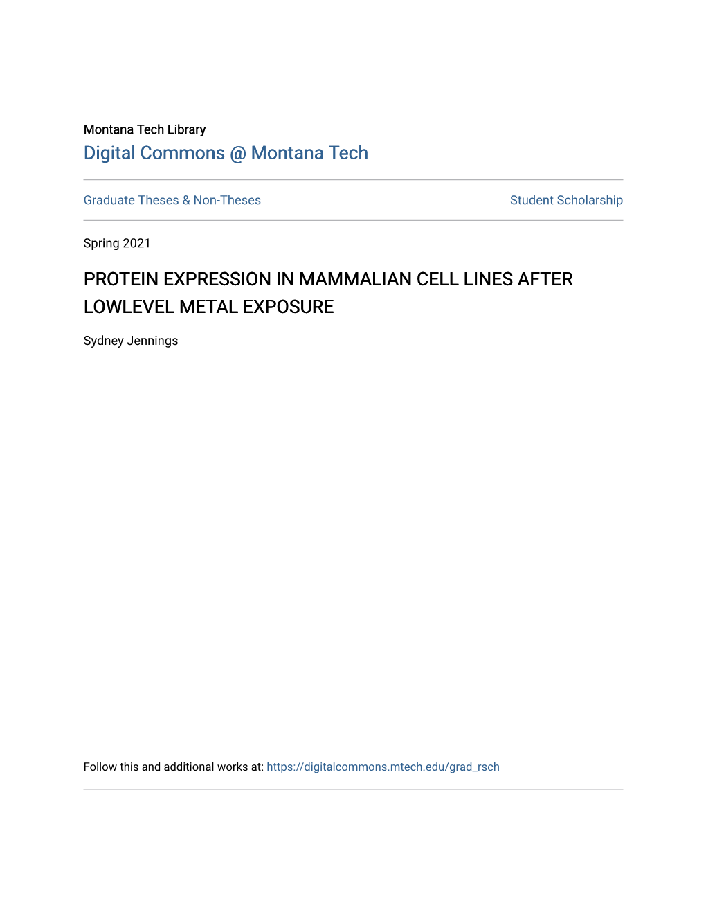 Protein Expression in Mammalian Cell Lines After Lowlevel Metal Exposure