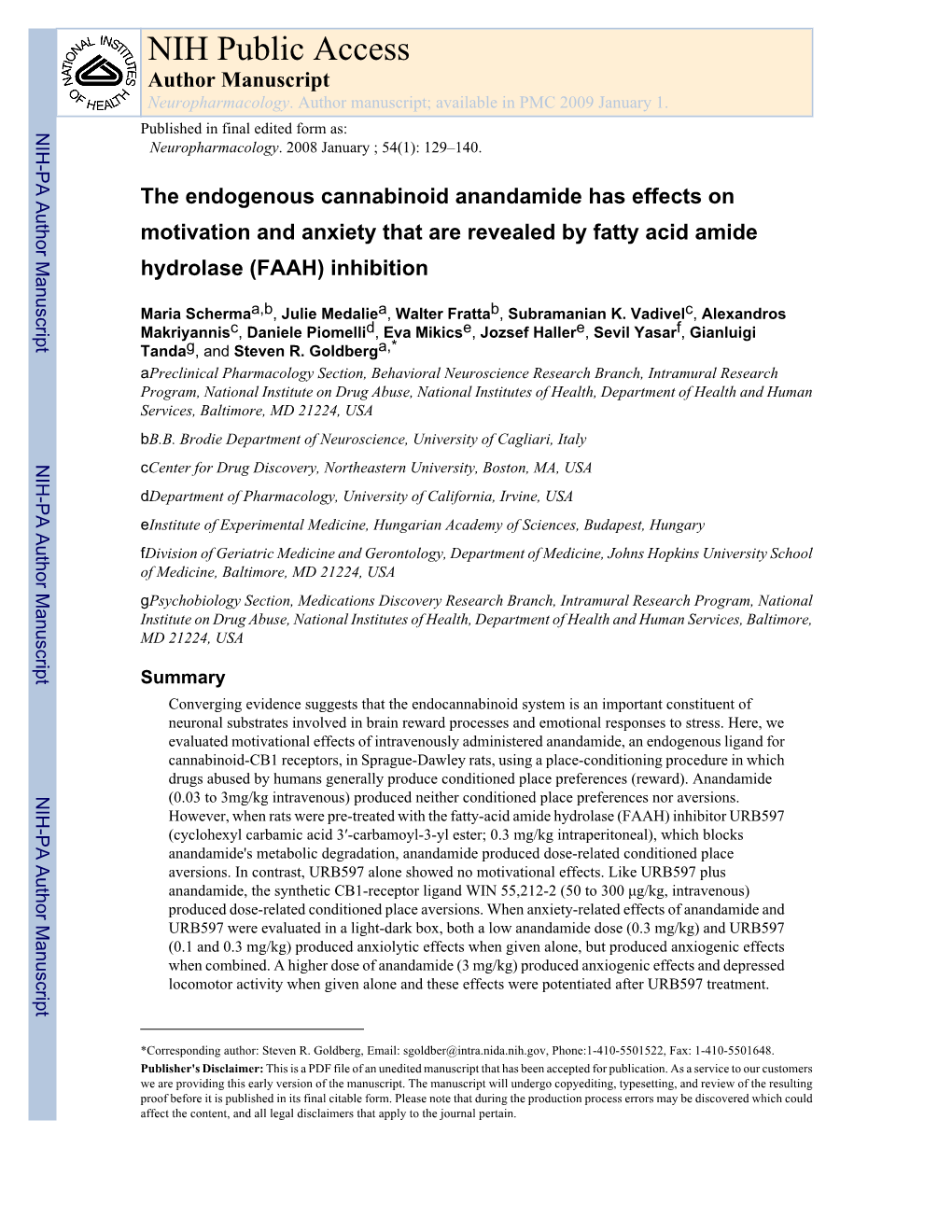 NIH Public Access Author Manuscript Neuropharmacology