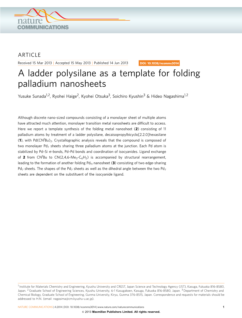 A Ladder Polysilane As a Template for Folding Palladium Nanosheets