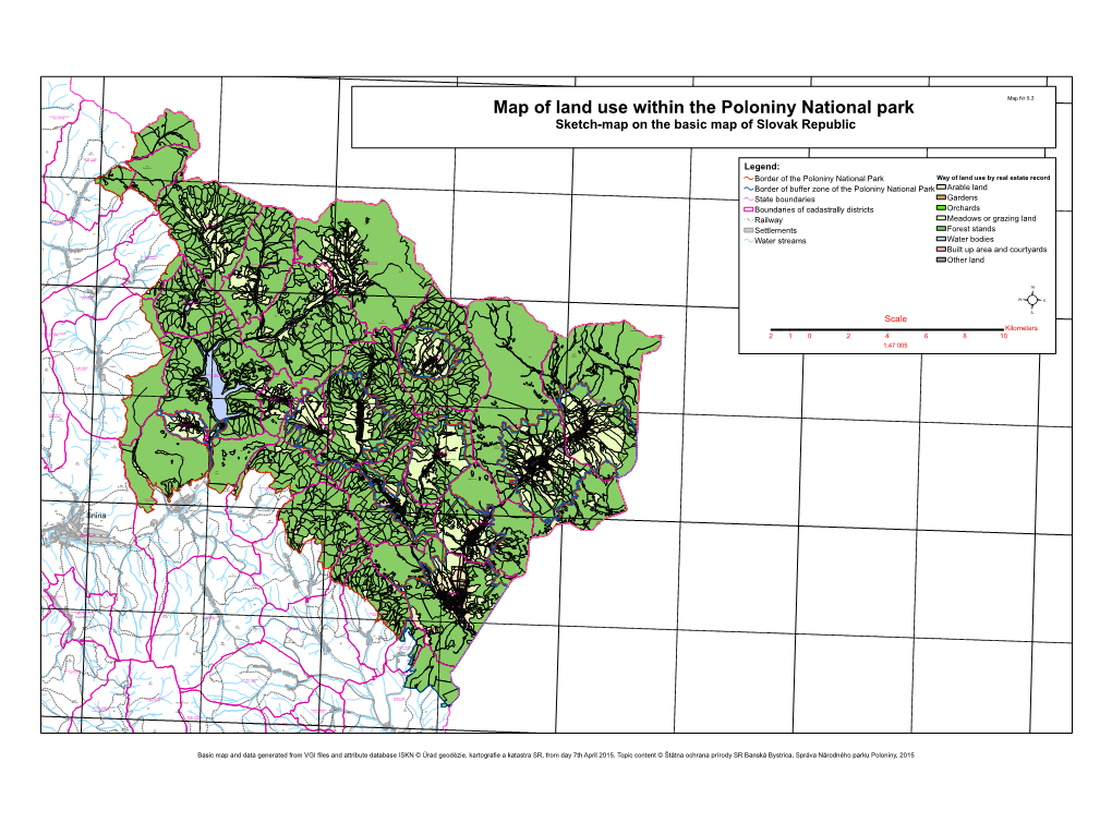 Map of Land Use Within the Poloniny National Park