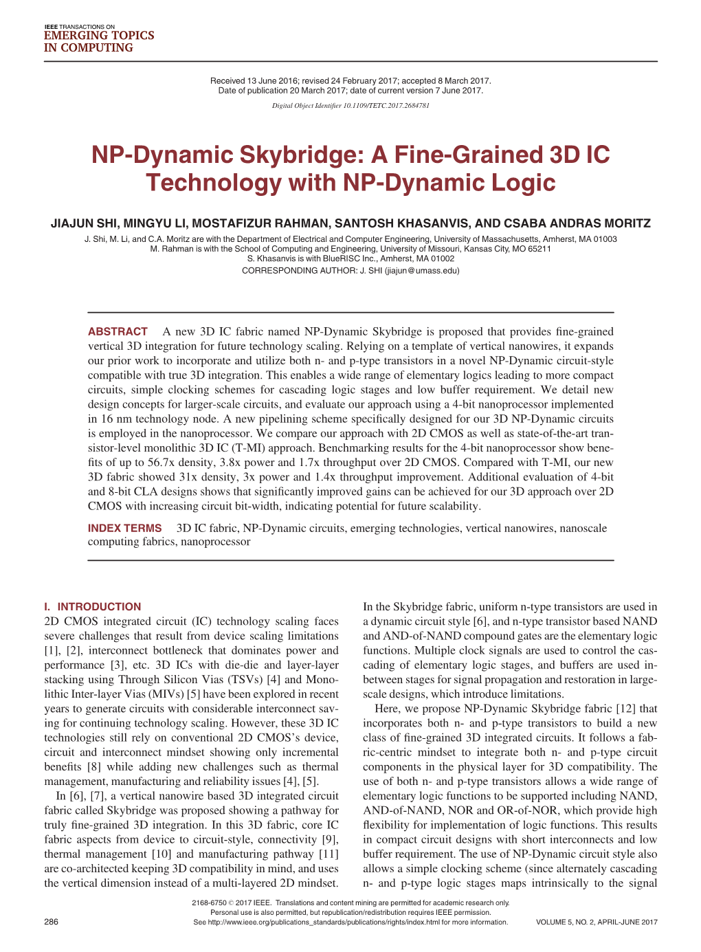 A Fine-Grained 3D IC Technology with NP-Dynamic Logic