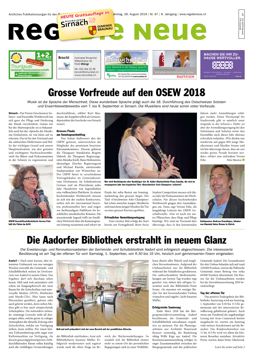 Grosse Vorfreude Auf Den OSEW 2018 Die Aadorfer Bibliothek