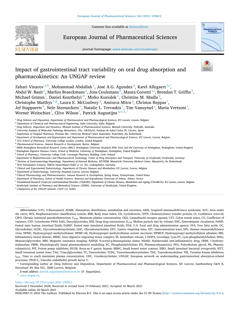 Impact of Gastrointestinal Tract Variability Onłoral Drug Absorption and Pharmacokinetics