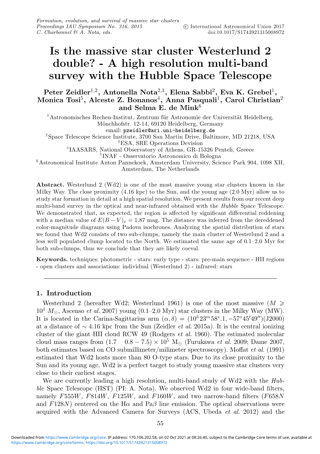 Is the Massive Star Cluster Westerlund 2 Double? - a High Resolution Multi-Band Survey with the Hubble Space Telescope
