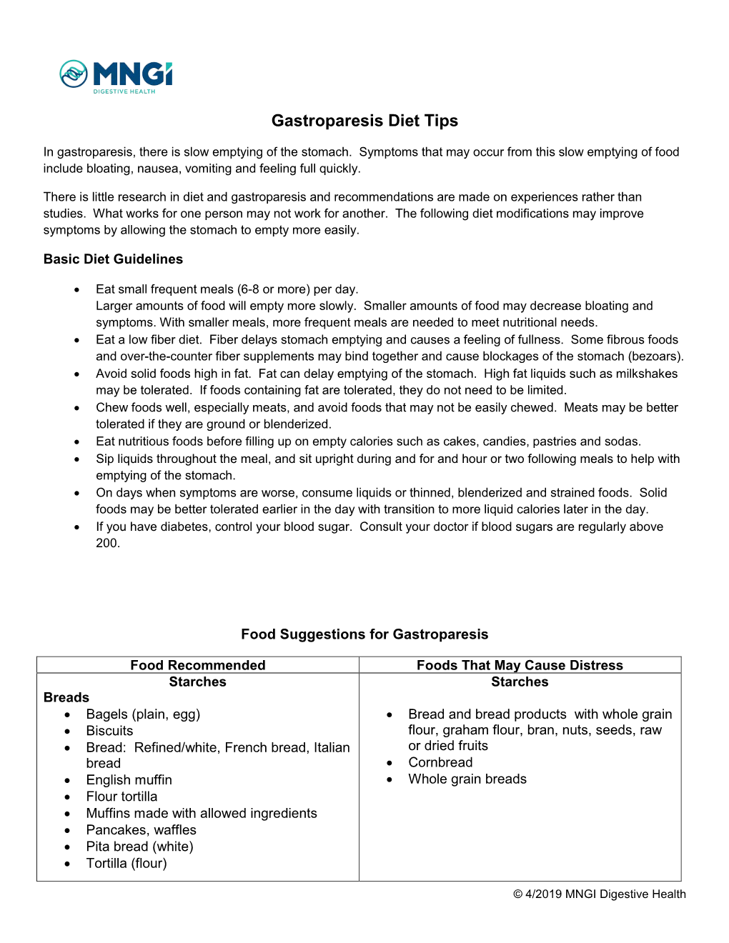 Gastroparesis Diet Tips