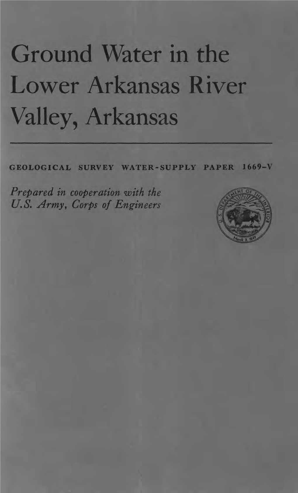 Ground Water in the Lower Arkansas River Valley, Arkansas
