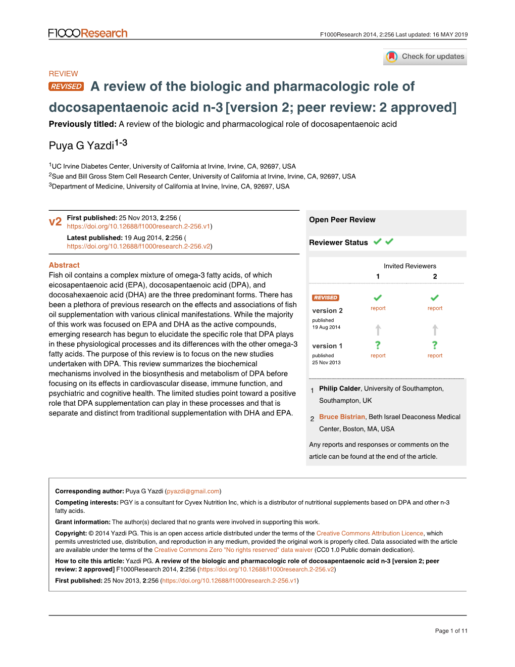 A Review of the Biologic and Pharmacologic Role Of