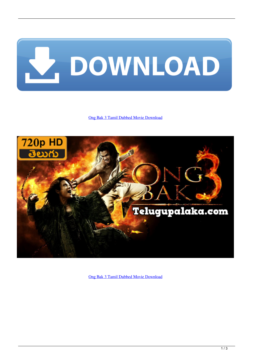 Ong Bak 3 Tamil Dubbed Movie Download