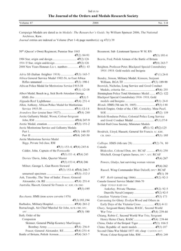 The Journal of the Orders and Medals Research Society