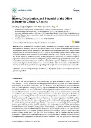 History, Distribution, and Potential of the Olive Industry in China: a Review