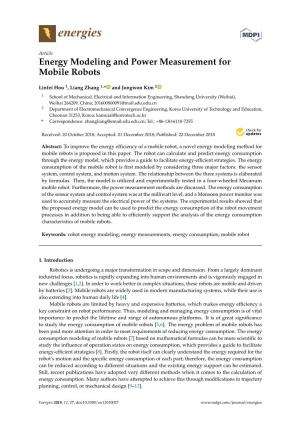 Energy Modeling and Power Measurement for Mobile Robots