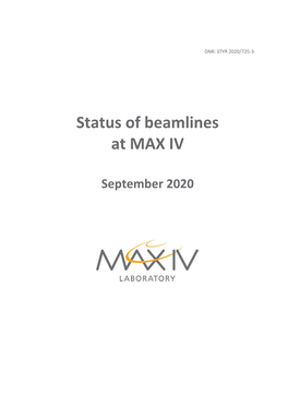 Beamline Status MAX IV September 2020