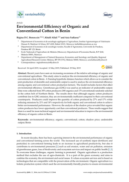 Environmental Efficiency of Organic and Conventional Cotton in Benin