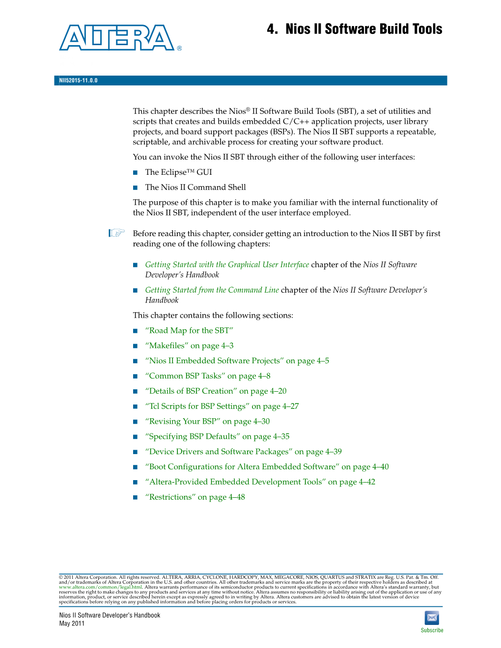 4. Nios II Software Build Tools