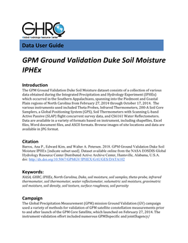 GPM Ground Validation Duke Soil Moisture Iphex