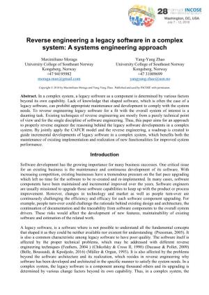 Reverse Engineering a Legacy Software in a Complex System: a Systems Engineering Approach