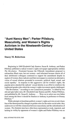 Parker Pillsbury, Masculinity, and Women's Rights Activism in the Nineteenth-Century United States