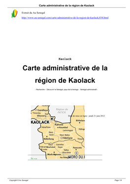 Carte Administrative De La Région De Kaolack