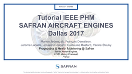 Tutorial IEEE PHM SAFRAN AIRCRAFT ENGINES Dallas 2017