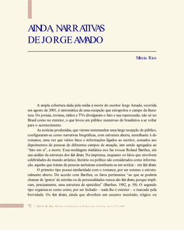 Ainda, Narrativas De Jorge Amado