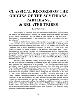 Classical Records of the Origin of the Scythians, Parthians, & Related
