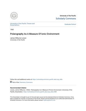 Polarography As a Measure of Ionic Environment