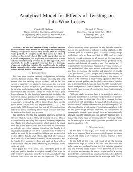 Analytical Model for Effects of Twisting on Litz-Wire Losses