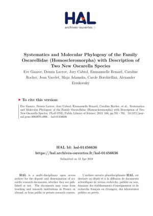 (Homoscleromorpha) with Description of Two New Oscarella Species