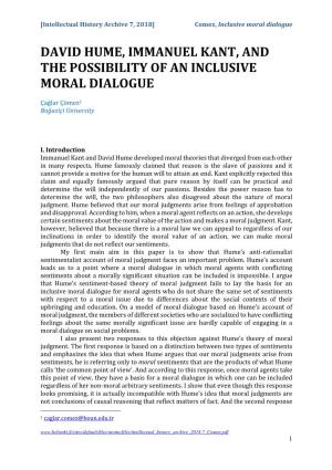 David Hume, Immanuel Kant, and the Possibility of an Inclusive Moral Dialogue