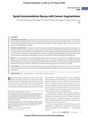 Spinal Instrumentation Rescue with Cement Augmentation