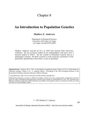 Chapter 8 an Introduction to Population Genetics